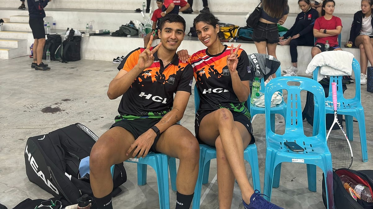 Photo: X/ @abhaysinghk98 : Abhay Singh and Joshna Chinappa at the Asian Doubles Squash Championships in Malaysia.